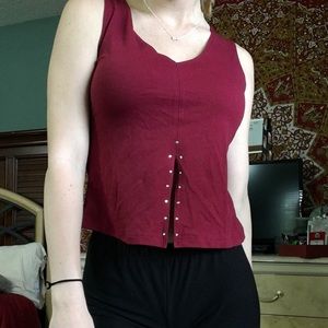 Burgundy tank top with slit